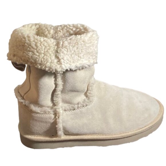 American Eagle Cream Suede Winter Boots Faux Shearling Mid-Calf sz. 7 - Picture 9 of 10